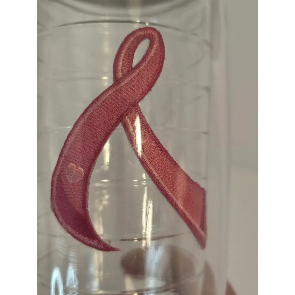Tervis 20 oz‎ Tumbler Pink Breast Cancer Awareness Fabric Ribbon Flip Top NWOT